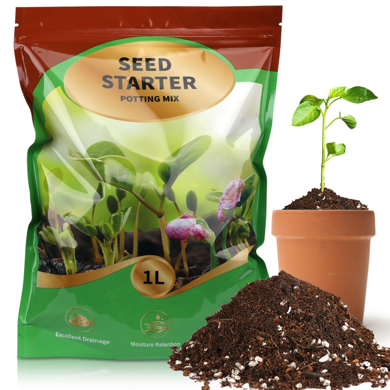 Seed Starter Potting Soil Mix 1qt, Seed