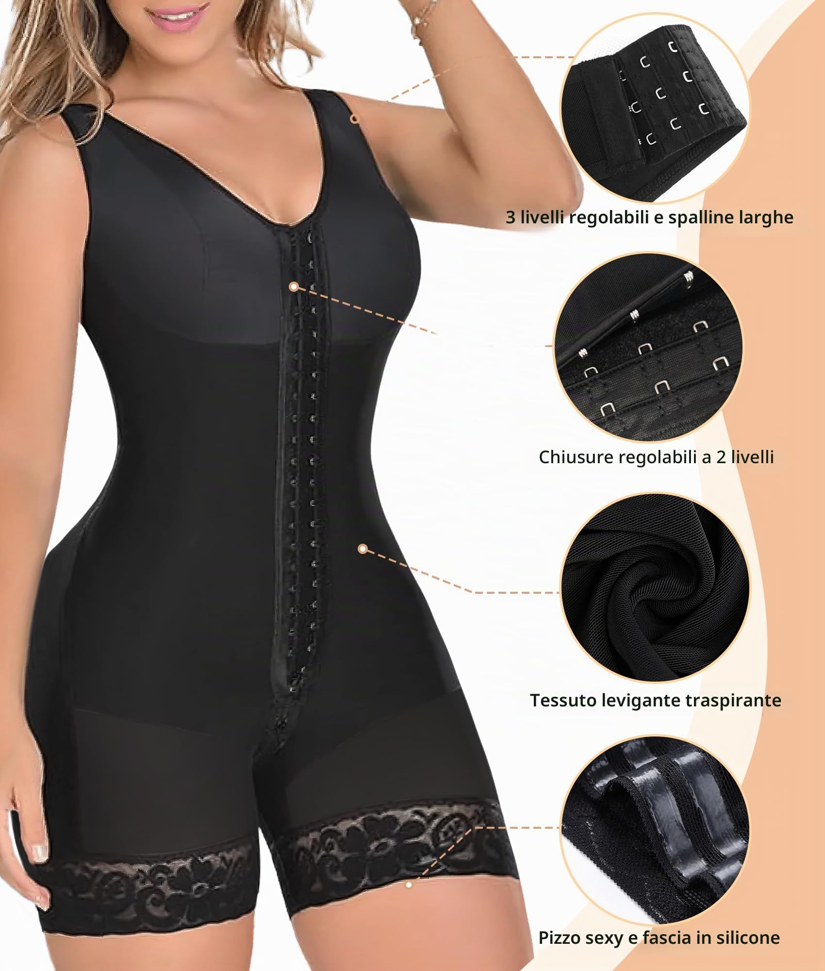 YIANNA Body Modellante Donna Pancera Contenitiva Guaina Modellante Contenitivo Intimo Snellente Fajas Shapewear Bodysuit
