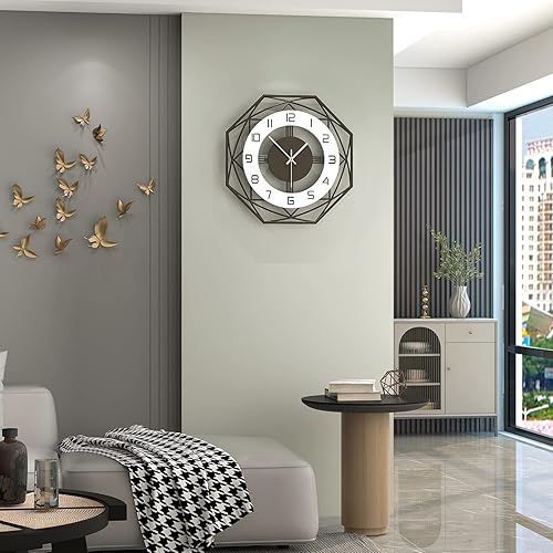 Miniatura 2 de Relojes de pared grandes para decoración de sala de estar, reloj de pared moderno, funciona con pilas, silencioso, sin tictac, para cocina,