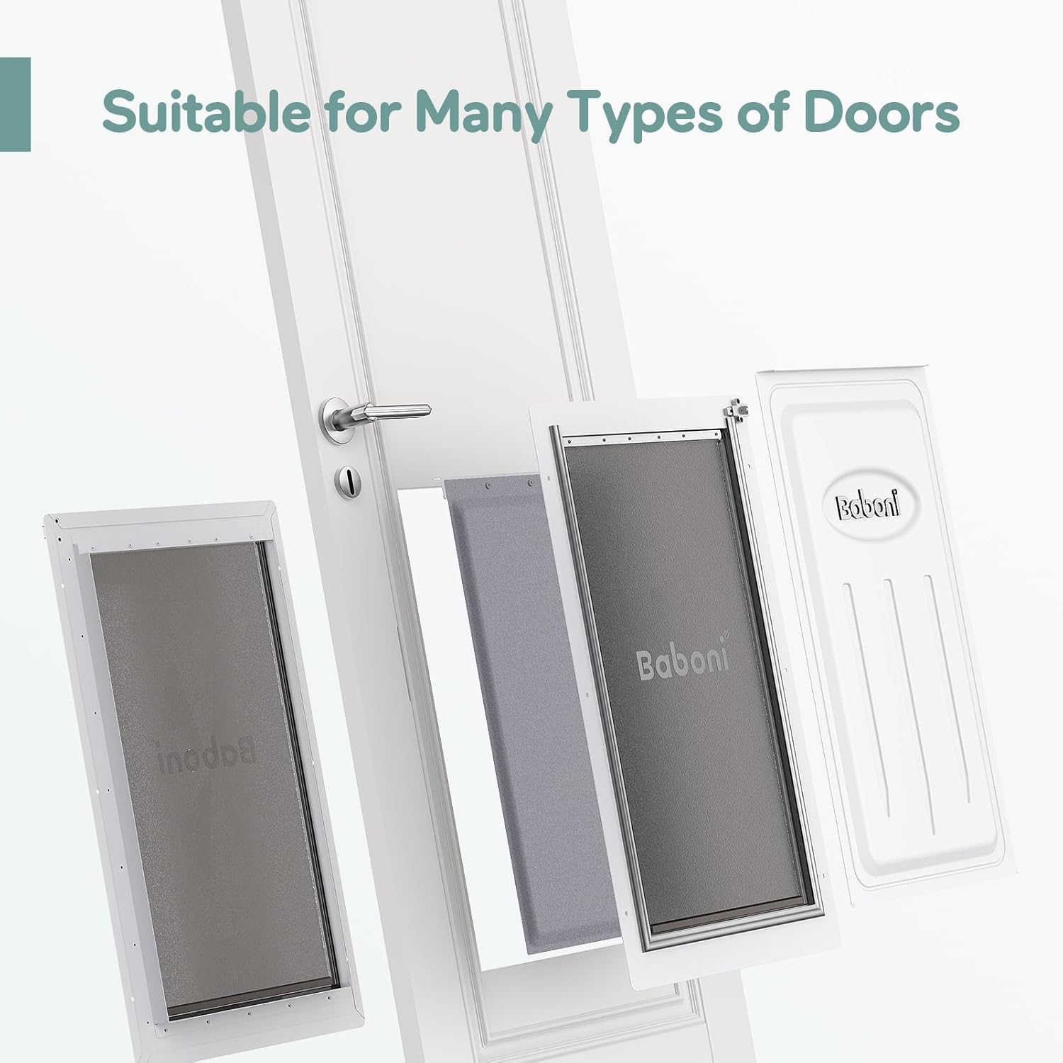 Baboni 3-Flaps Pet Door for Interior and Exterior Doors, Steel Frame and Telescoping Tunnel, Strong and Durable Dog Door(Pets Up to 220 Lb) -X-Large X-Large for Door(Metal Frame)