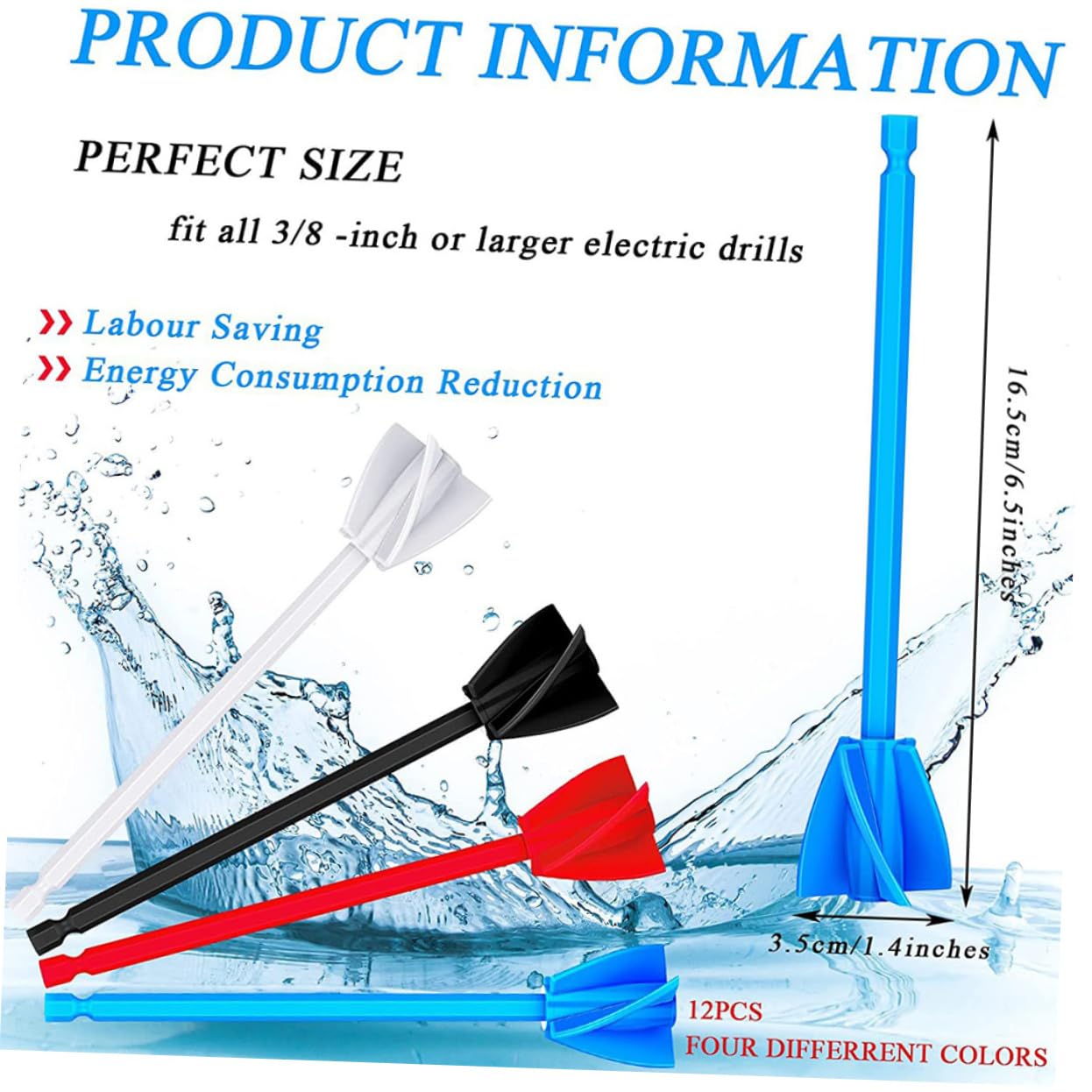 IWOWHERO Drill Paint Mixer 12pcs Paint Shaker Epoxy Resin Paint Stirrer Hexagonal Shaft Mixer for Electric Drills