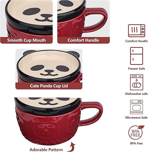 Miniatura 10 de Bonita taza de café de cerámica con tapa, tazas de café Kawaii o tazas de té para los amantes de los gatos, divertidas tazas de desayuno para