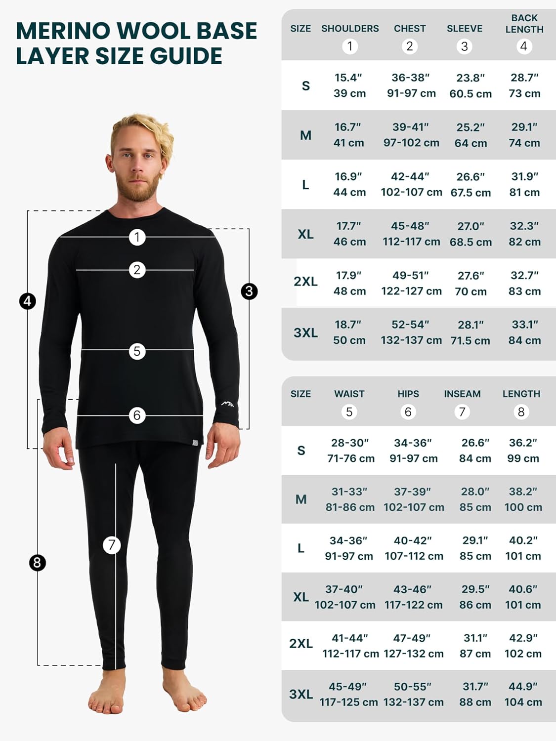 Merino.tech Merino Wool Base Layer Mens Set - Heavyweight, Midweight, Lite Merino Wool Thermal Underwear For Men Top, Bottom - Image 7