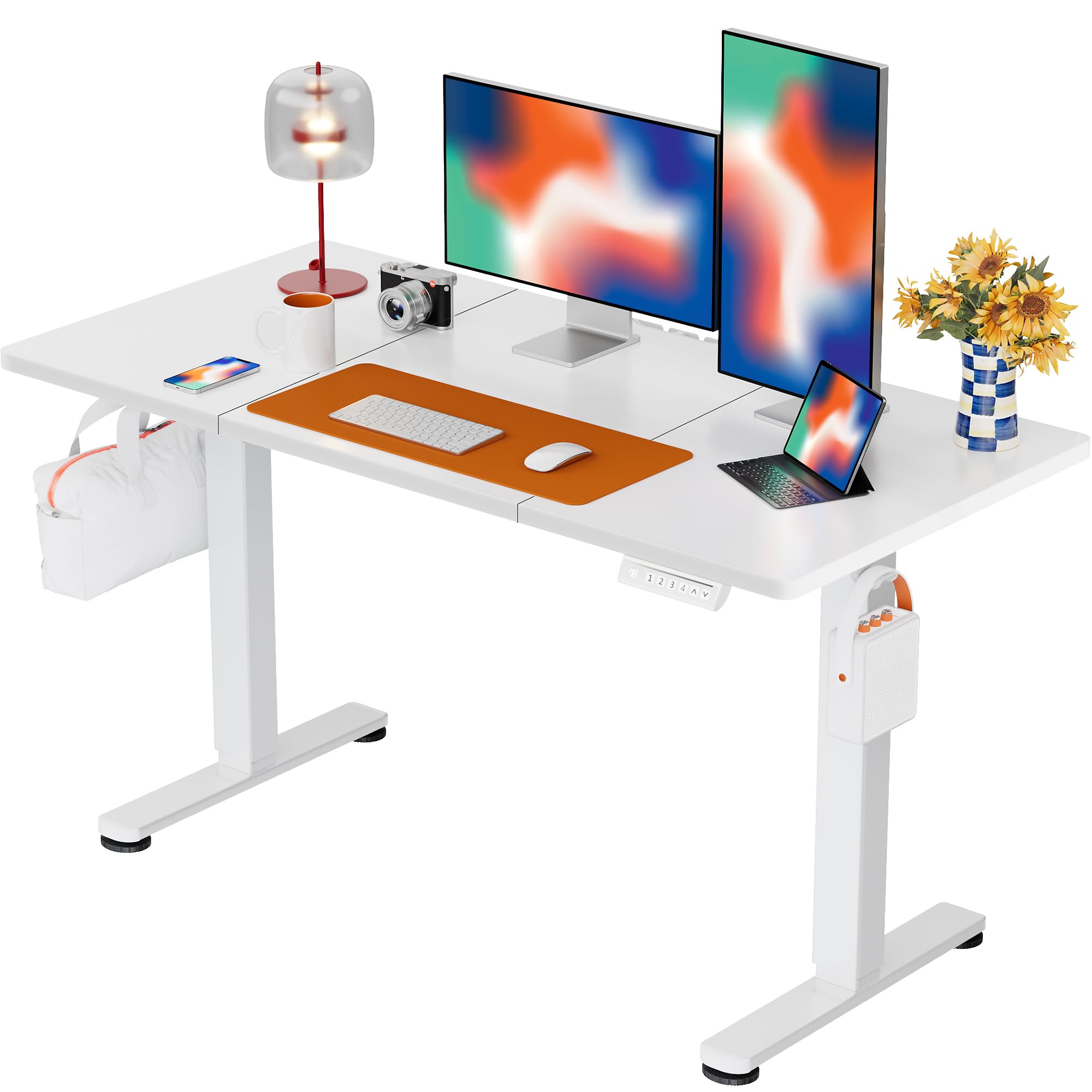 ErGear Elektrisch Höhenverstellbarer Schreibtisch, Schreibtisch Höhenverstellbar mit 4-Gedächtnis-Smart-Pult für Home-Office mit Verbindungsplatte