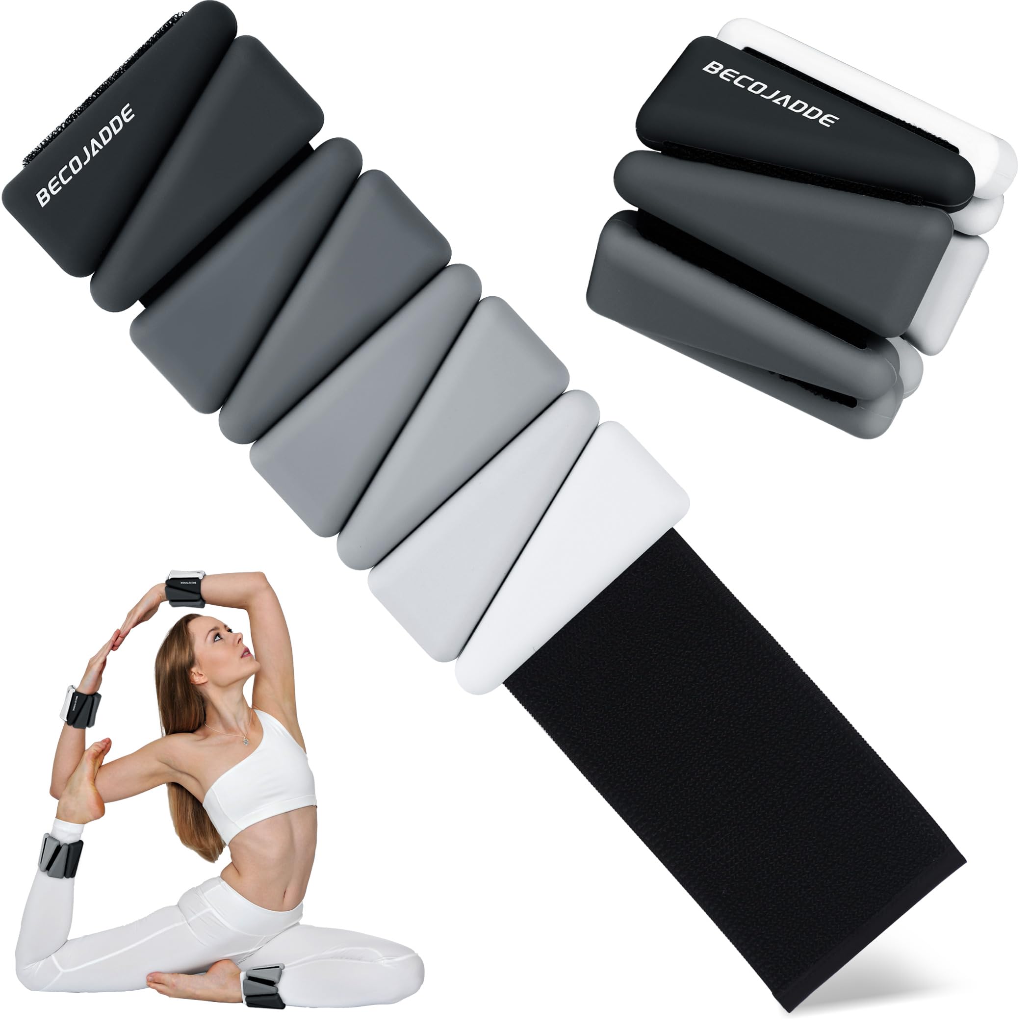 BECOJADDE Wrist Weights for Women At Home Ankle Weights Set of 2 (1 lb/2 lbs Each) Adjustable Weighted Wristbands Arm Leg Weights for Women Men Suitable for Walking Swimming Running Pilates Yoga Gym
