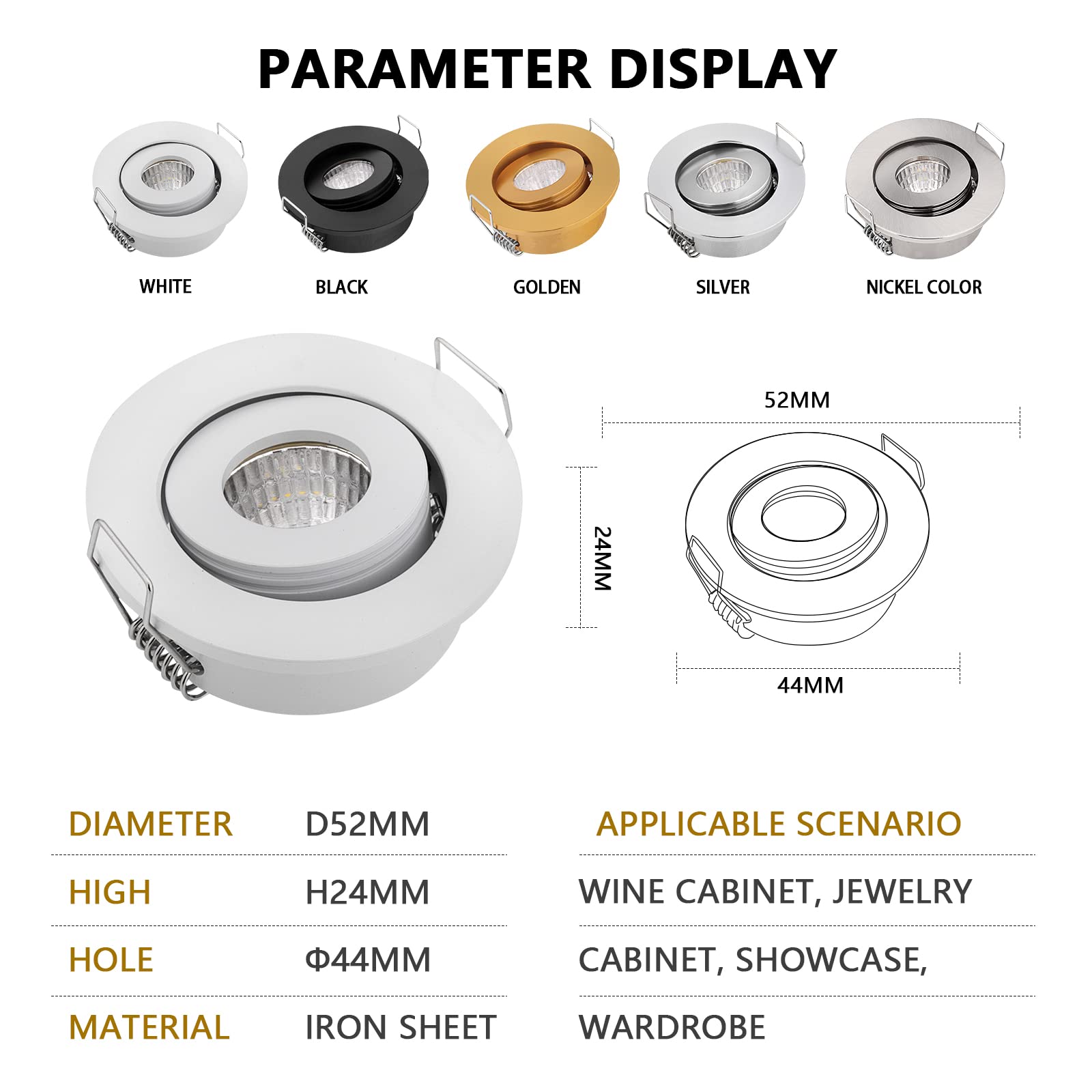Paquete de 10 focos LED empotrables de techo con giro de 30° COB Spot 3W + controlador 3000K blanco cálido