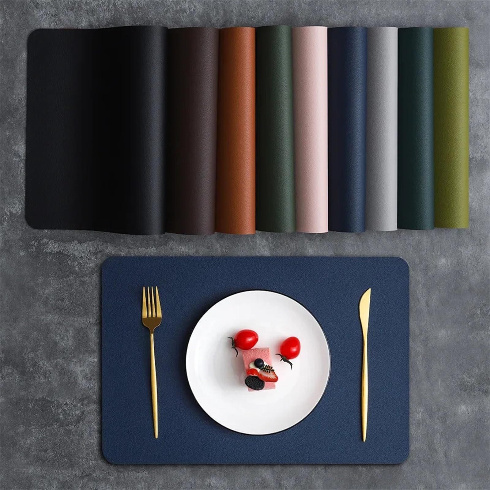 Faux Leather Placemats Sets de Table Double Face en Similicuir, Tapis à Manger, résistants la Chaleur et imperméables, 1/4/10 pièces(Brown White,10 Pcs)