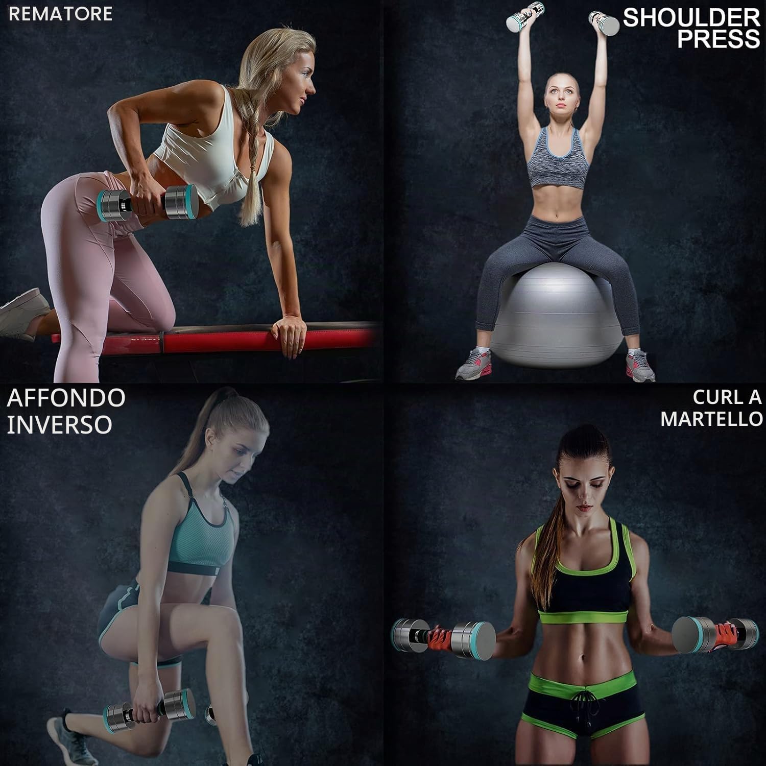 Dripex Set di Manubri 2 in 1 5kg 10kg 20kg Pesi Manubri Palestra Regolabili Acciaio, Casa, Ufficio, Body Building, Fitness, Allenamento di Forza