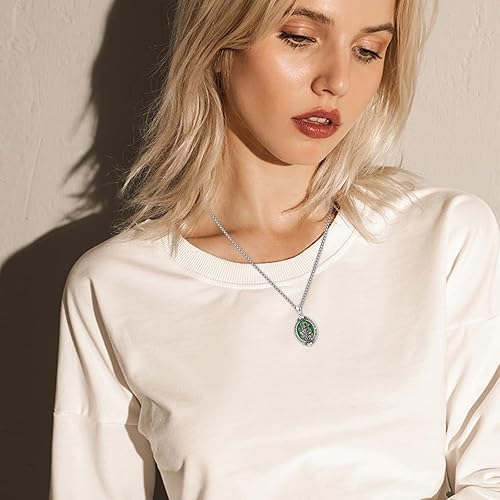 Vista 202 de Collar con colgante de plata de ley 925 con medalla de San Patrón, joyería religiosa para hombres y mujeres, con cadena de acero inoxidable 316L