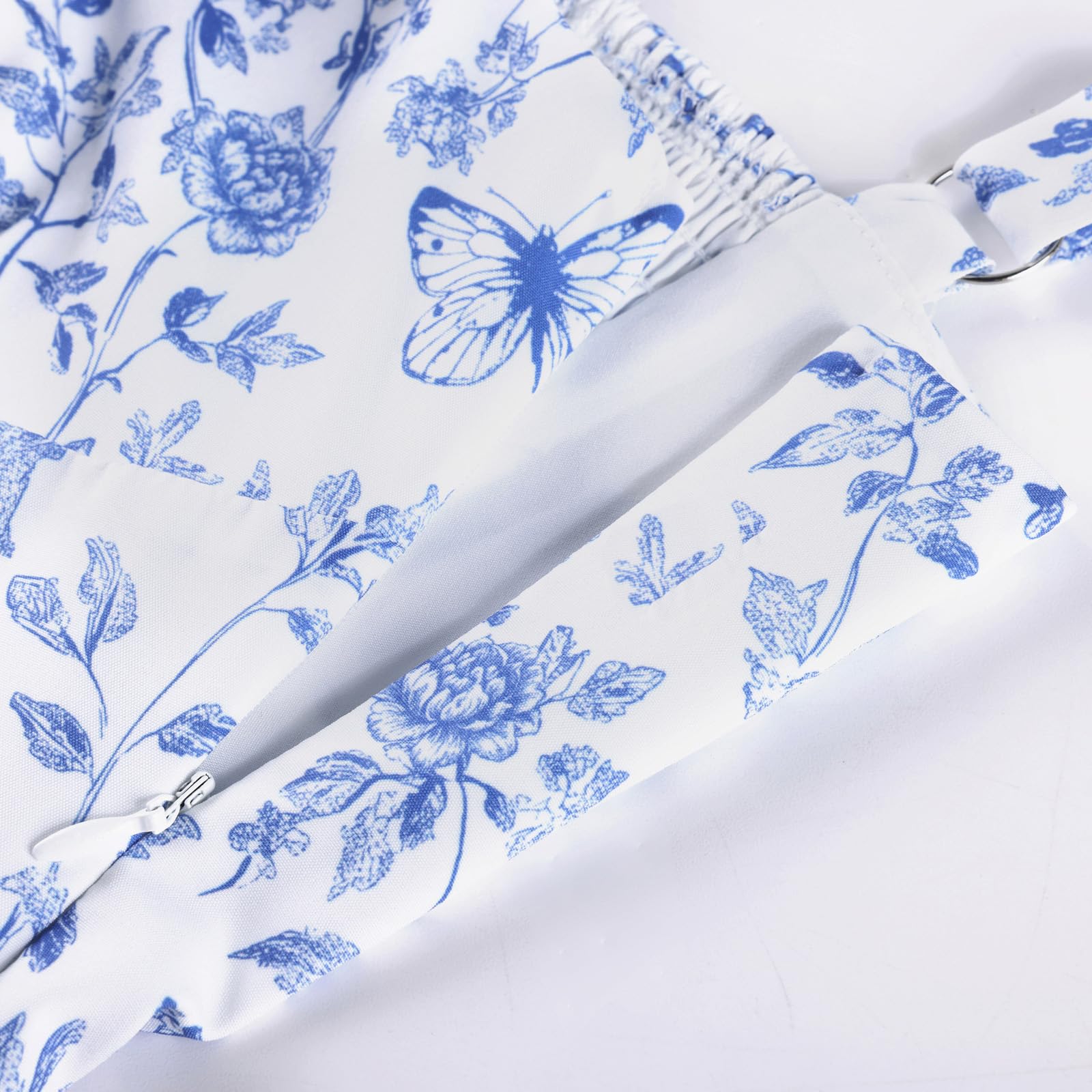 Scarlet Darkness Floral Mini Corset Dress for Women Teen 2026 Summer Spring Flowy A-Line Sundress with Pockets: Medium Blue Leaf Pattern