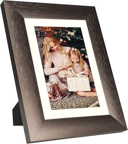 Miniatura 2 de Golden State Art, Marcos de aluminio con paspartú marfil para fotos, soporte de caballete, pestañas giratorias, vidrio real, exhibición de mesa