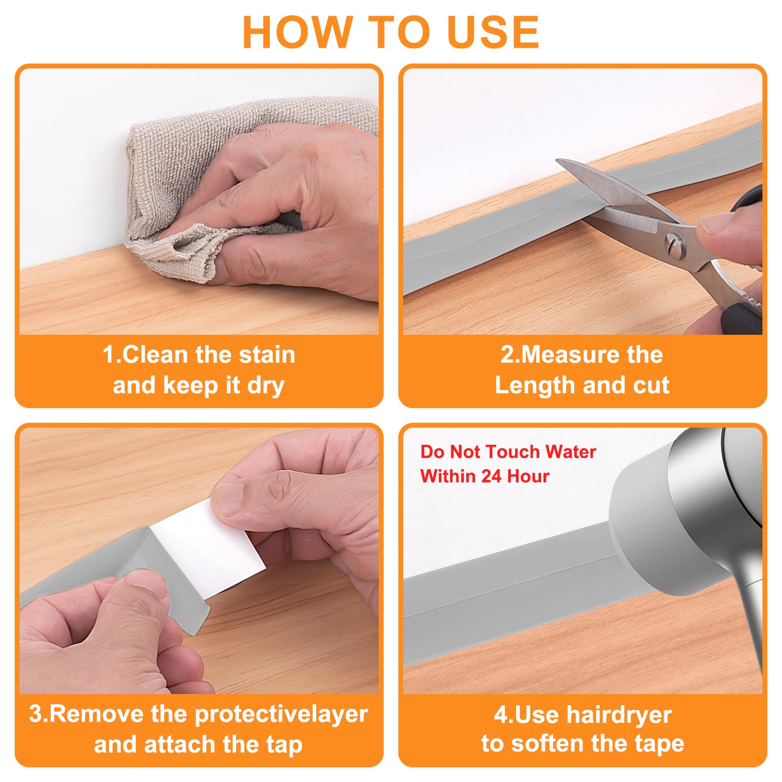 Nastro Sigillante Impermeabile PVC Per Cucina E Bagno | 3 Rotoli Autoadesivi | Anti Macchia E Facile Da Pulire - Foto 5