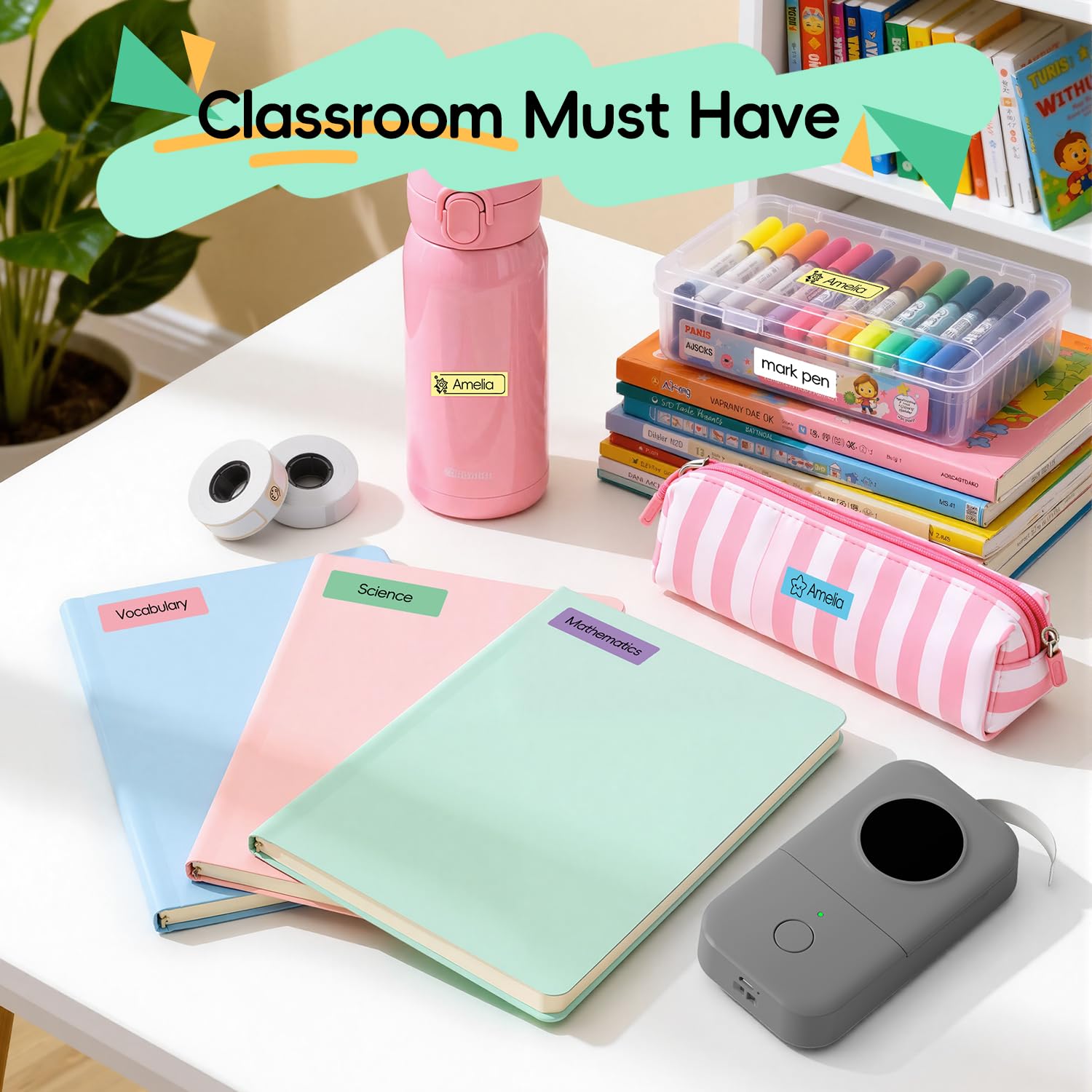 Phomemo D30 Etikettiergerät, Bluetooth Etikettendrucker Beschriftungsgerät Selbstklebend, Thermo Label Printer Geeignet für Zuhause, Schule, Büro, Etikettiergeraet für Smartphones und Tablets, Grün