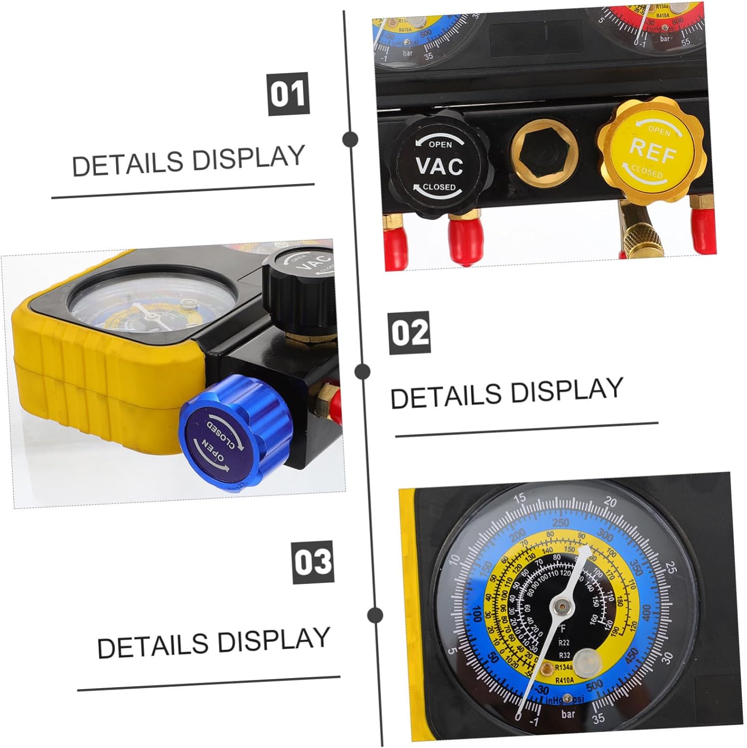 Manifold Gauge Set for HVAC Refrigerants Way Ac Diagnostic Kit Fluoride Table Group Portable Random Color