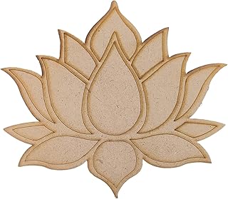 Pre-Marked Laser Cut MDF Cutouts 6x5.5 Inch (1 PC) Lotus Flower 3mm Thick Wood Shapes Bases for DIY Crafts Painting Arts Wall Hanging Decoration Gifts