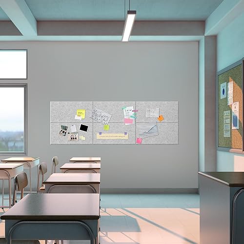 Miniatura 8 de Paquete de 6 azulejos de fieltro para pared, paneles acústicos decorativos, paneles de absorción de sonido de pared, ideales para reducir el eco y