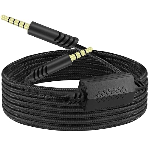 Cable auxiliar de repuesto para Astro A40, 2M6.5 pies de nailon trenzado, chapado en oro de 0.138 in TRRRS a TRRS A40, cable de auriculares en línea