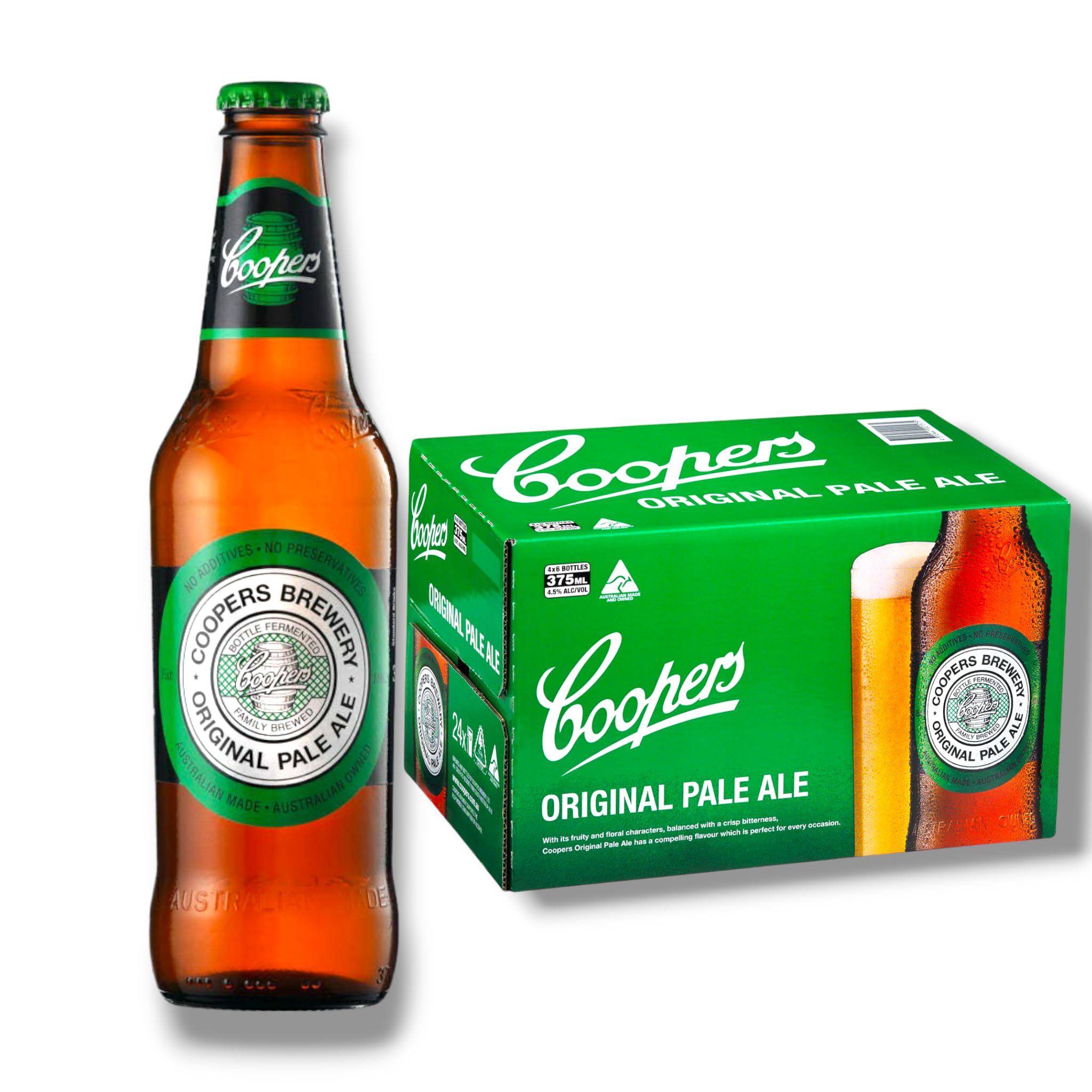 Coopers Original Pale Ale 24 x 375ml- Bier aus Australien mit 4,5% Vol. - Inkl. Haus der Biere Berlin Bierdeckel