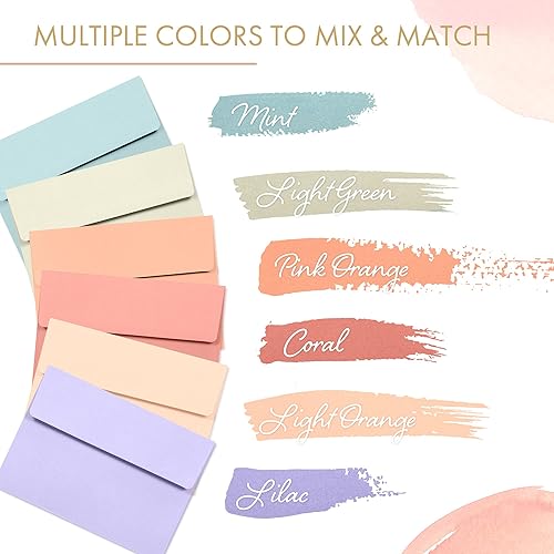 Miniatura 3 de Sobres de 5 x 7 para invitaciones, paquete de 120 sobres A7 para tarjetas de 5 x 7, sobres de invitación de colores, 6 colores pastel cálidos, 5 14