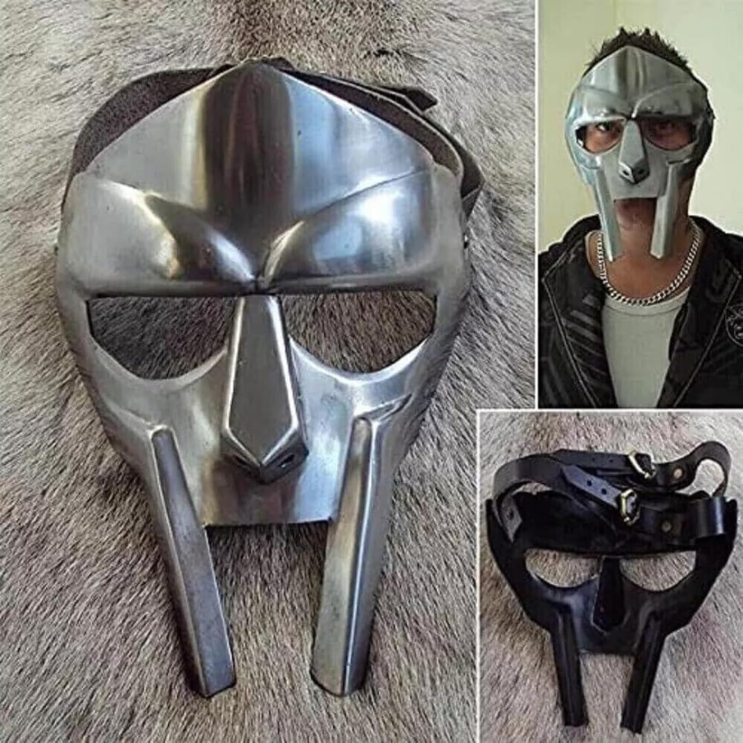 MF DOOM Gladiator Mask, Mad Villain Polish Finish Face Mask, Mild Steel Armor, Christmas Hand-Forged Costume