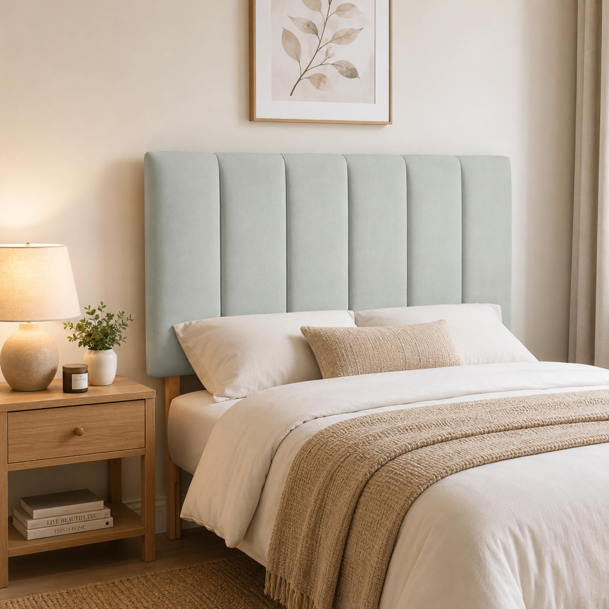 YORKSHIRE HOMEWARE Padded Lined Headboard | Lined Headboards in Plush Velvet Fabric | Bed Bedroom Decor Hotel Furniture (Grey, 2ft 6inch Small Single)