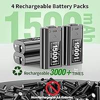 Vista 3 de Paquete de batería recargable para control Xbox paquete de 4 baterías de control recargable de 1500 mAh para controladores Xbox Series XSOne