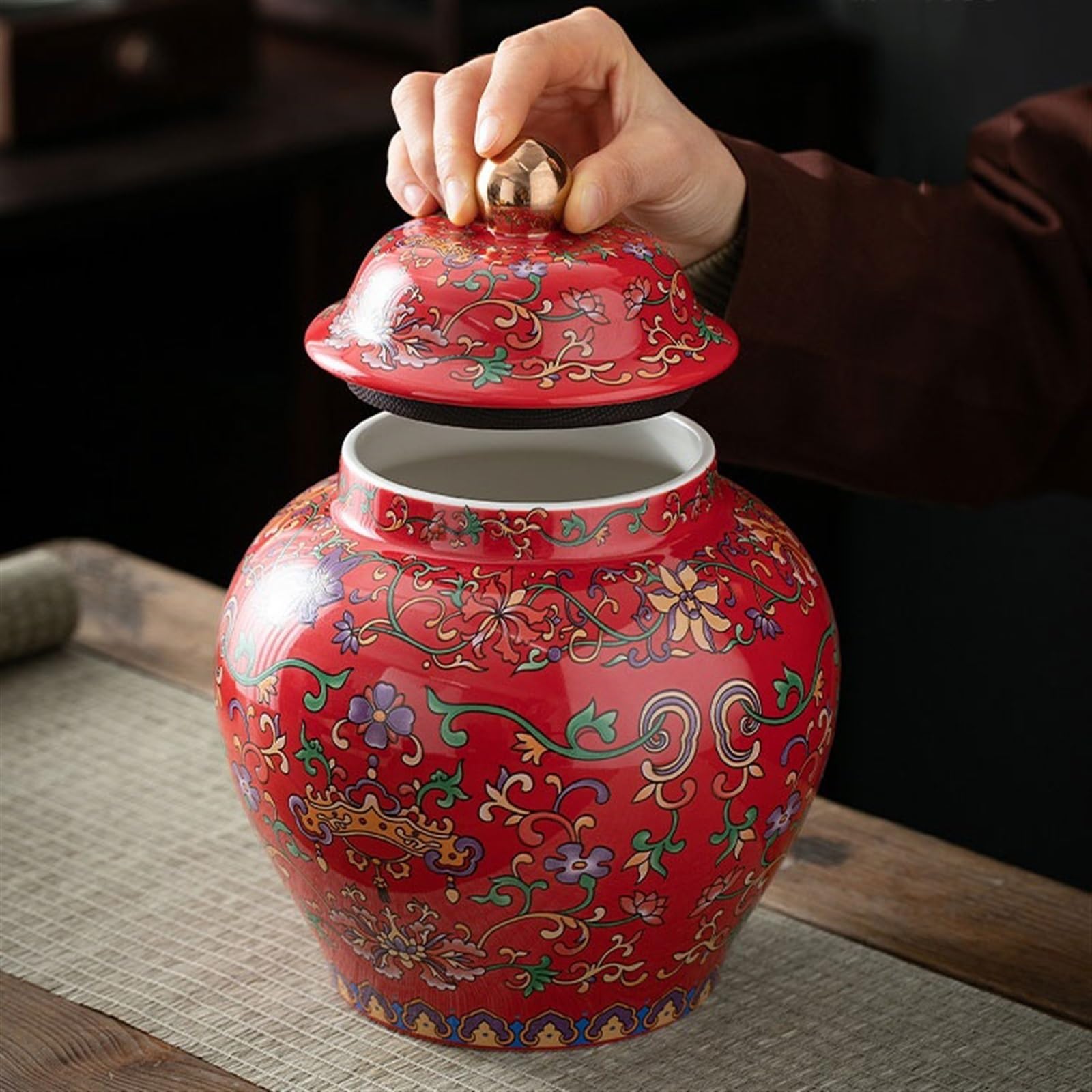 EERINESS Organizer do torebek herbaty pojemnik do przechowywania herbaty klasyczny emaliowany pojemnik na herbatę ceramiczny duży czarny pojemnik na herbatę zielona herbata słoik do przechowywania