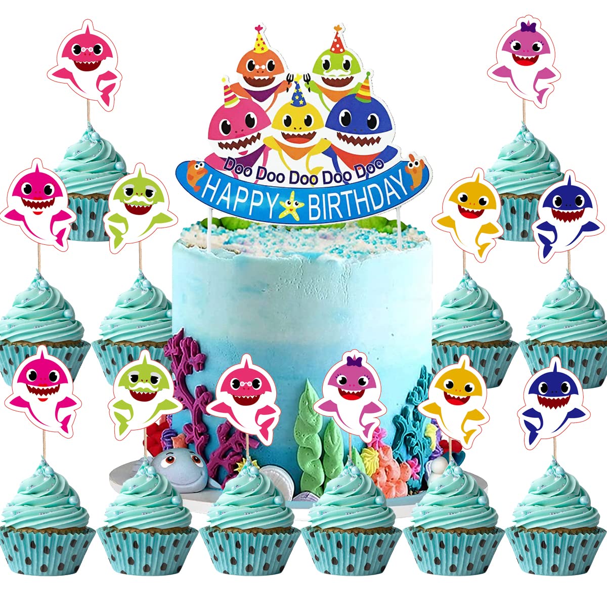 Buy Birthday Cake Toppers 25 Pcs Baby Shark Cake Toppers Baby Shark