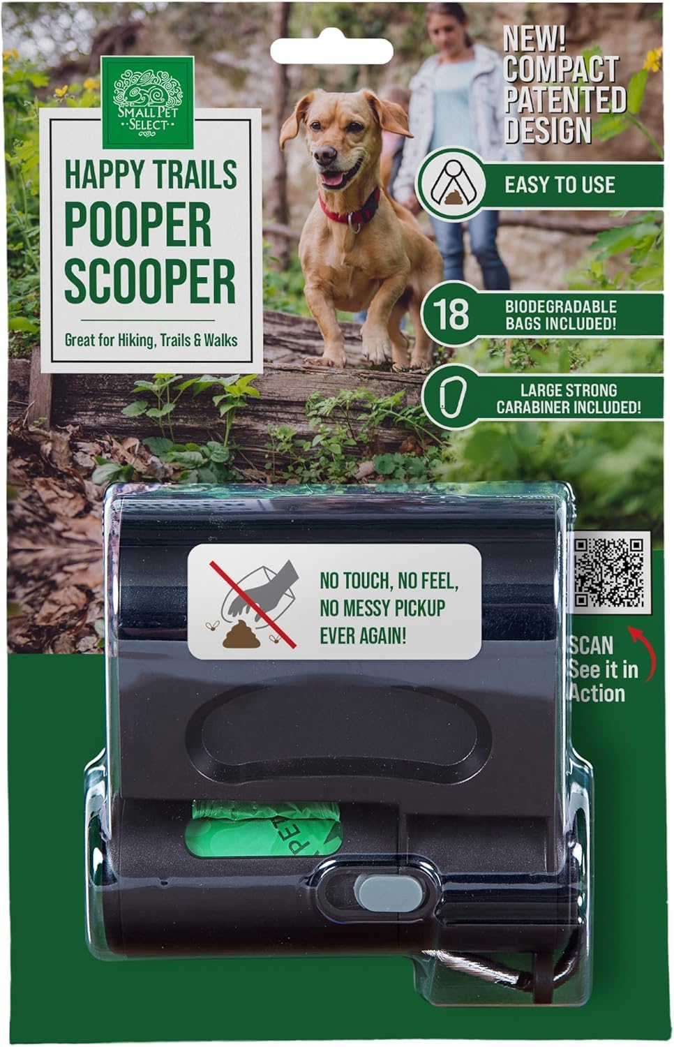 Small Pet Select Pooper Scooper, Dog Poop Scoop w/Bags for Pet Waste Portable Design with Leash Clip and Bag Dispenser