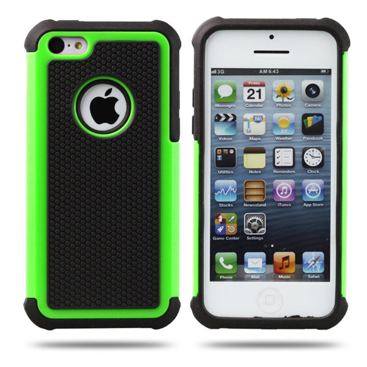 The Guardian by Cell Toolz, Green 2 Layer Hybrid Protective Cell Phone Case For iPhone 5 5s