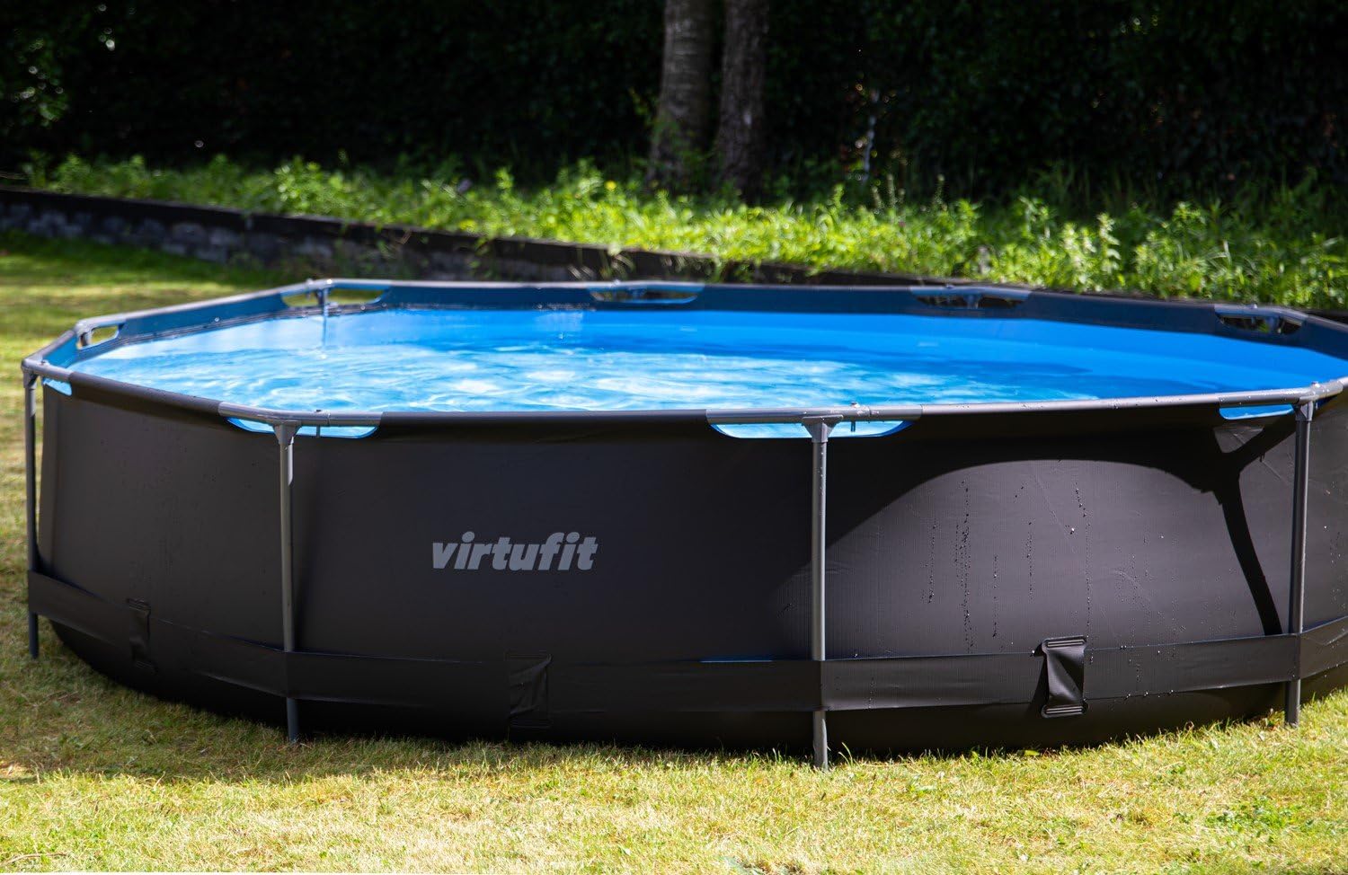 VirtuFit Piscine ronde avec cadre pour piscine, 366 cm, facile à monter, pompe à filtre et cartouche, installation rapide