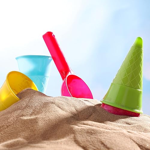 Miniatura 6 de Kisangel Juego de 10 piezas de cono de helado de plástico para niños, juego de cucharadas de helado al aire libre, juguetes de arena para juegos de