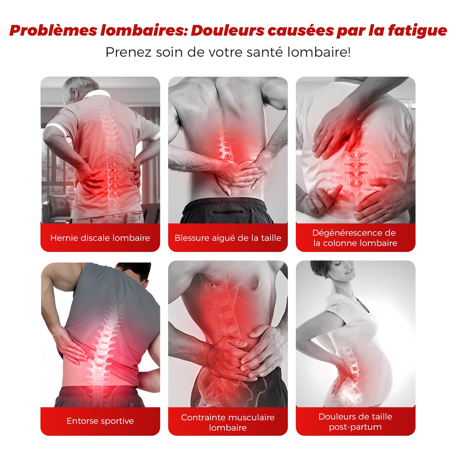 Appareil de massage lombaire avec chaleur, vibration, fonction de courbure, appareil de massage du dos avec chaleur et impulsion EMS - Appareil de massage lombaire avec vibration, hub coussin