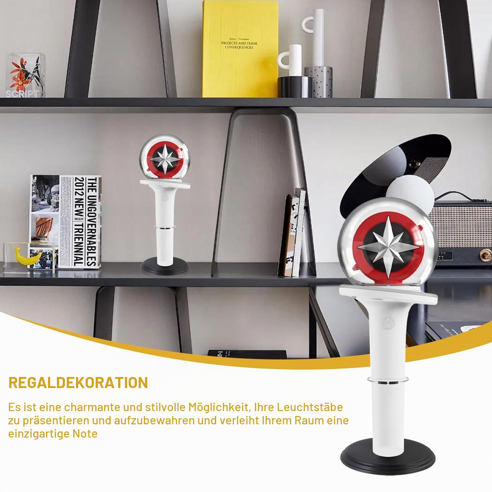 Lightstick-Ständer, Kompatibel Mit Offiziellen Leuchtstäben für Stray Kids, Enhypen, Ateez, Zweimal Lichtstäbe, Display-Ständer für Kpop (Schwarz), 2 Stück