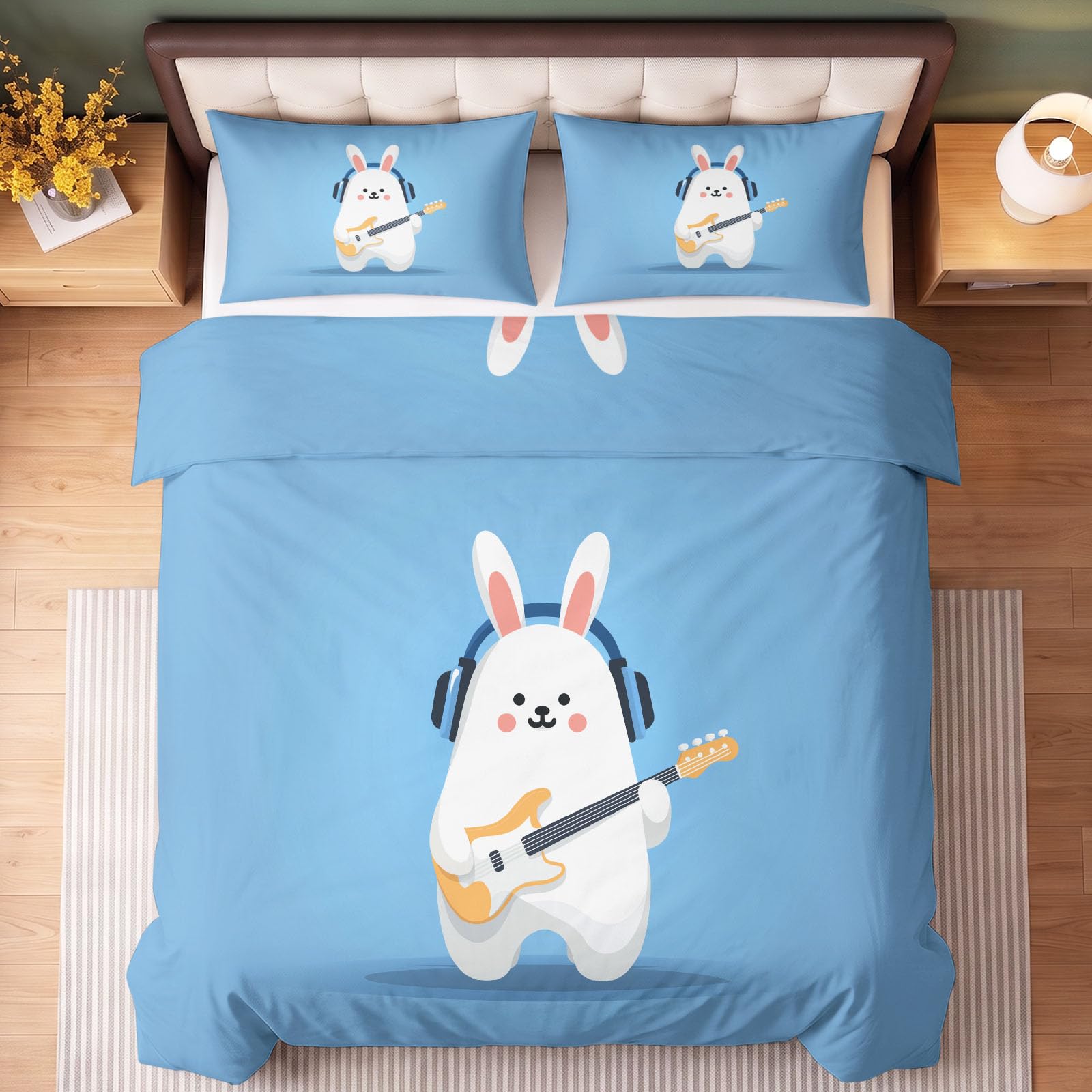 Juego de cama con diseño de dibujos animados para niños, 2 fundas de