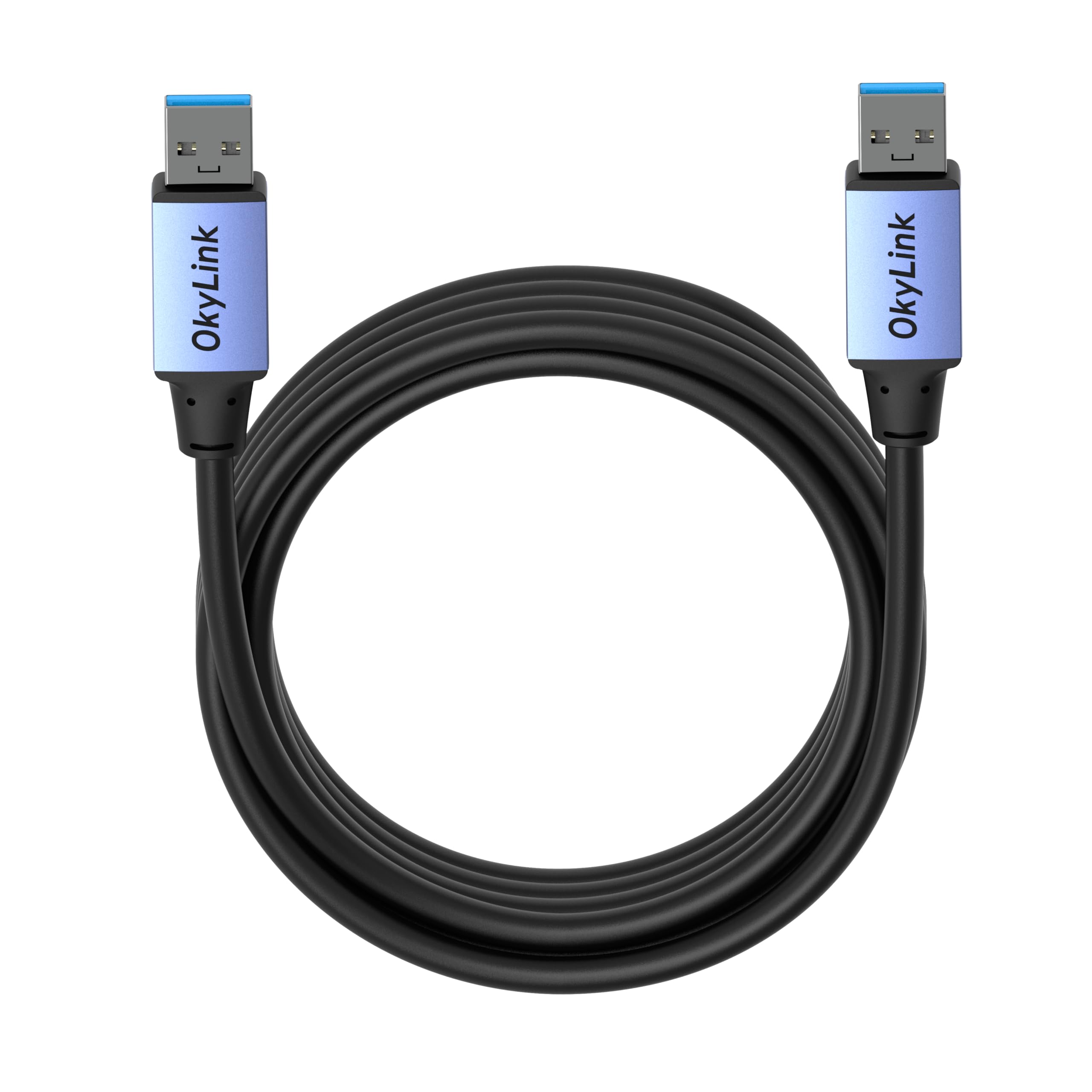OkyLink 3M USB 3.0/3.2 Gen 1 kabel do transmisji danych, wtyczka A na wtyczkę A 5 Gbps z aluminiową obudową do drukarek etykiet, urządzeń biurowych