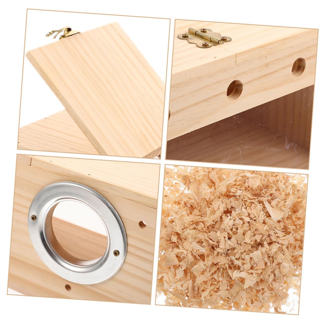 DOITOOL Caja Nido de Madera Beige para Pájaros Diseño Práctico y Fácil de Limpiar Adecuado para Periquitos y Agapornis en Decoración Interior y Exterior