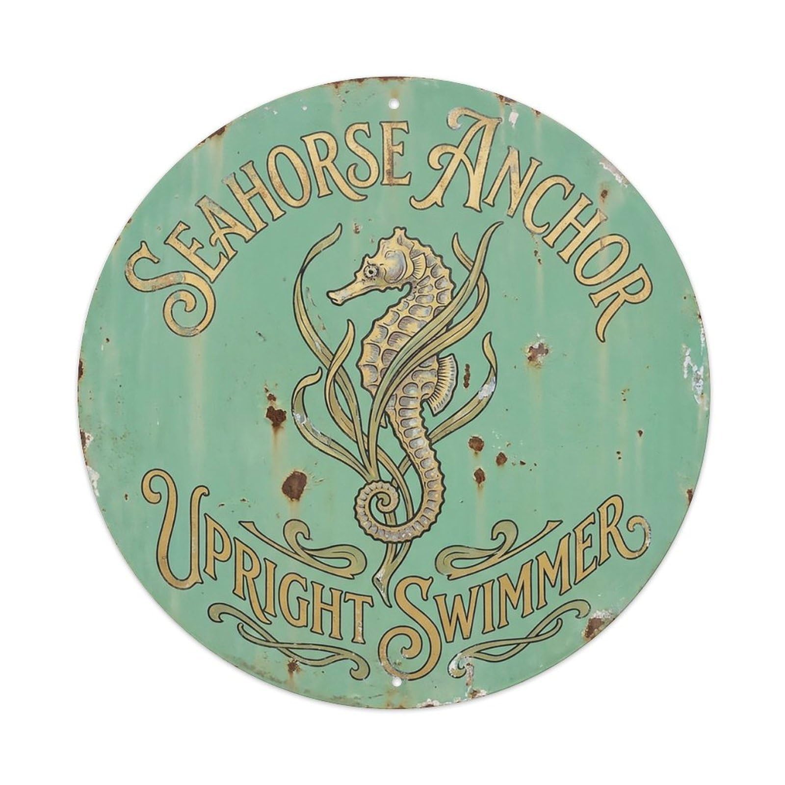 Cxhjca 8X8inch(20X20cm) Seahorse Anchor Upright Swimmer Metal Tin Sign