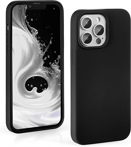 Funda de silicona diseñada para iPhone 13 Pro Max, a prueba de golpes con forro de microfibra suave, funda delgada para teléfono (negro)