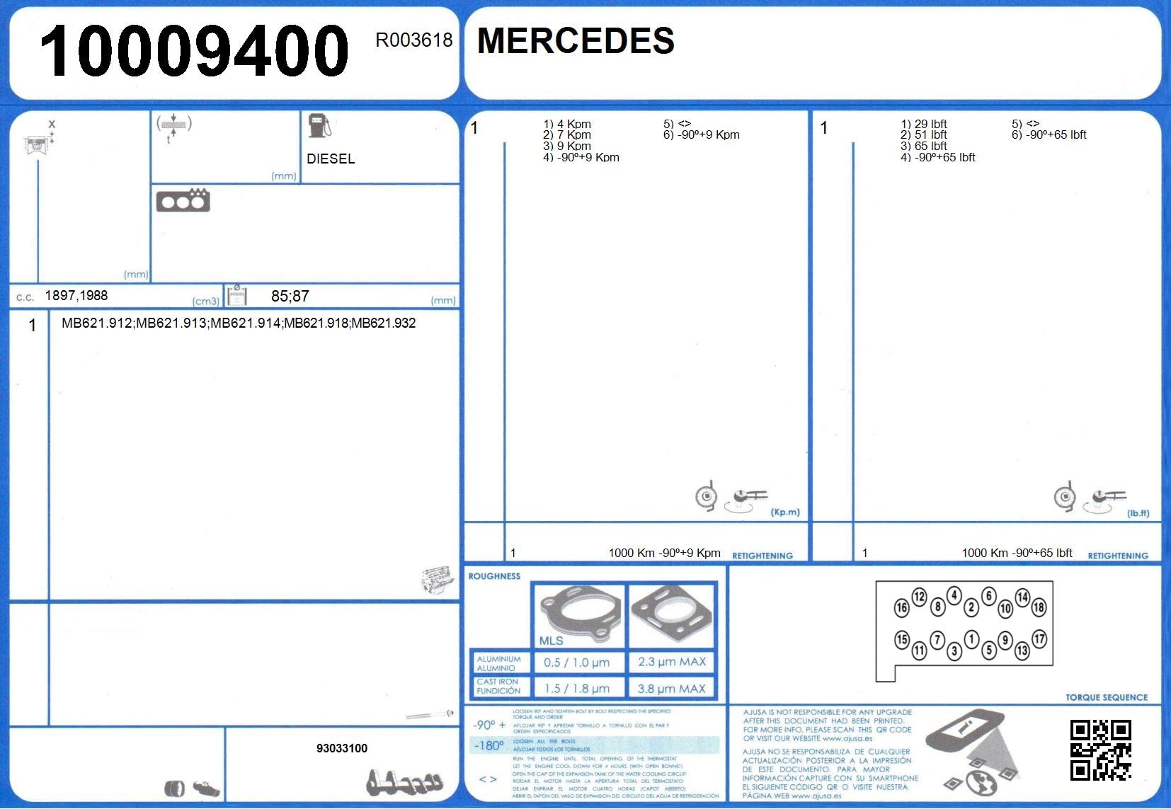 Ajusa 50012500 Juego completo de juntas, motor