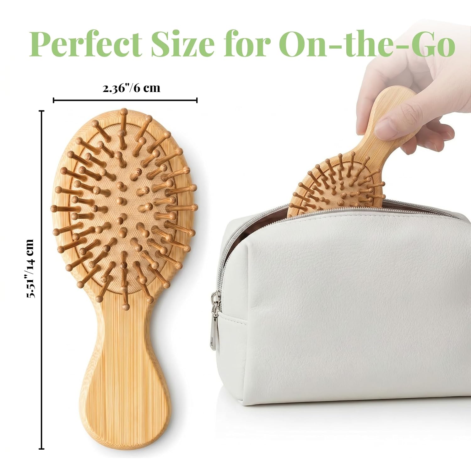 12 Pack Bamboo Hair Brush, Wooden Mini Hair Brush Bulk, Bamboo Brush for Most Hair Types, Travel Brushes, Bridesmaid Gifts