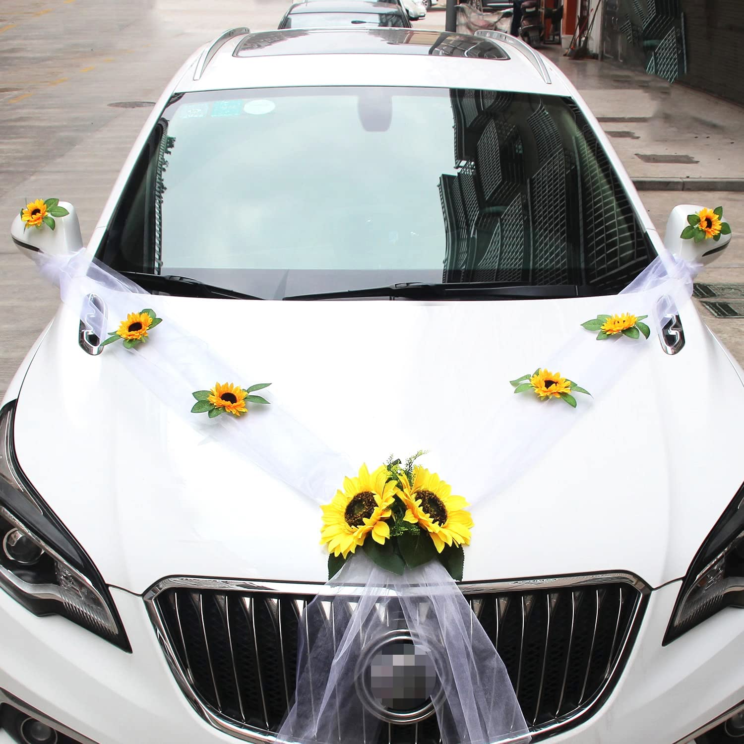 Egurs Decorazione per auto da sposa, coppia di rose, decorazione per auto, gioielli per matrimonio, matrimonio, decorazione per auto, decorazione per matrimoni, feste, girasole