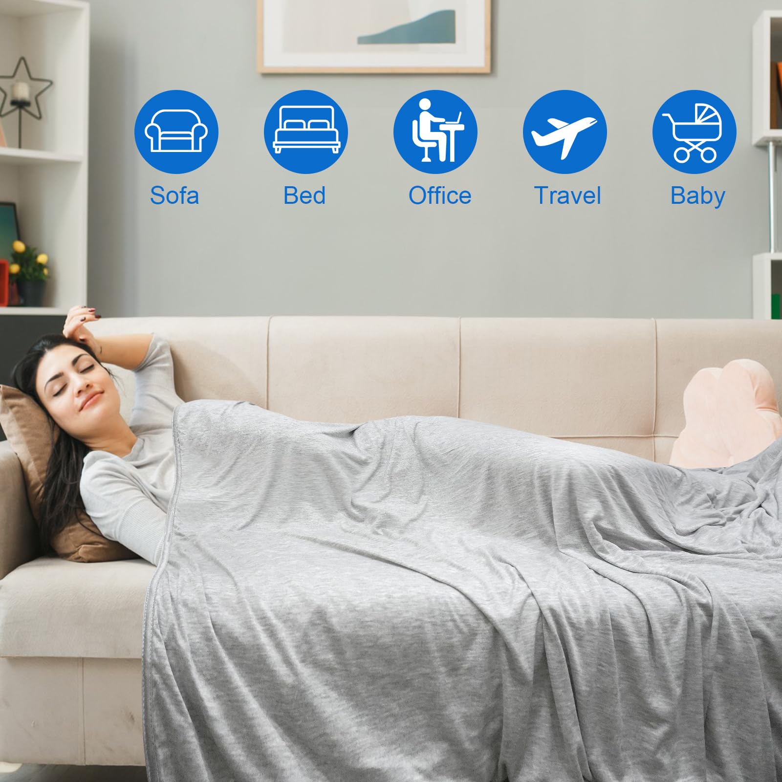 Kühldecke Sommerdecke 2 in1 doppelseitige Selbstkühlende Decke Q-Max>0,5 Dünne kühlende Bettwäsche Kältedecke für Menschen Bett Cooling Blanket 200 x 220 cm
