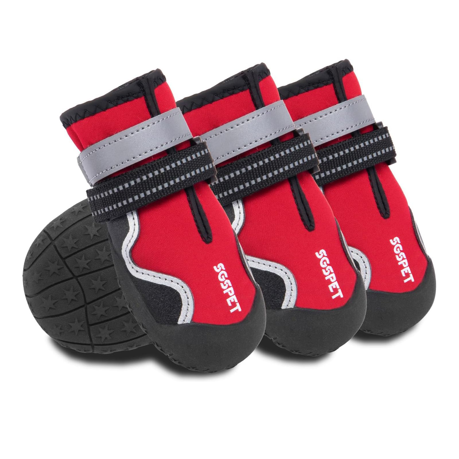 SGSPET Dog Shoes, Waterproof Dog Boots & Paw Protectors with Anti-Slip Sole, 4pcs/Set Pet Dog Booties, Reflective Dog Shoes for Small Medium Large,