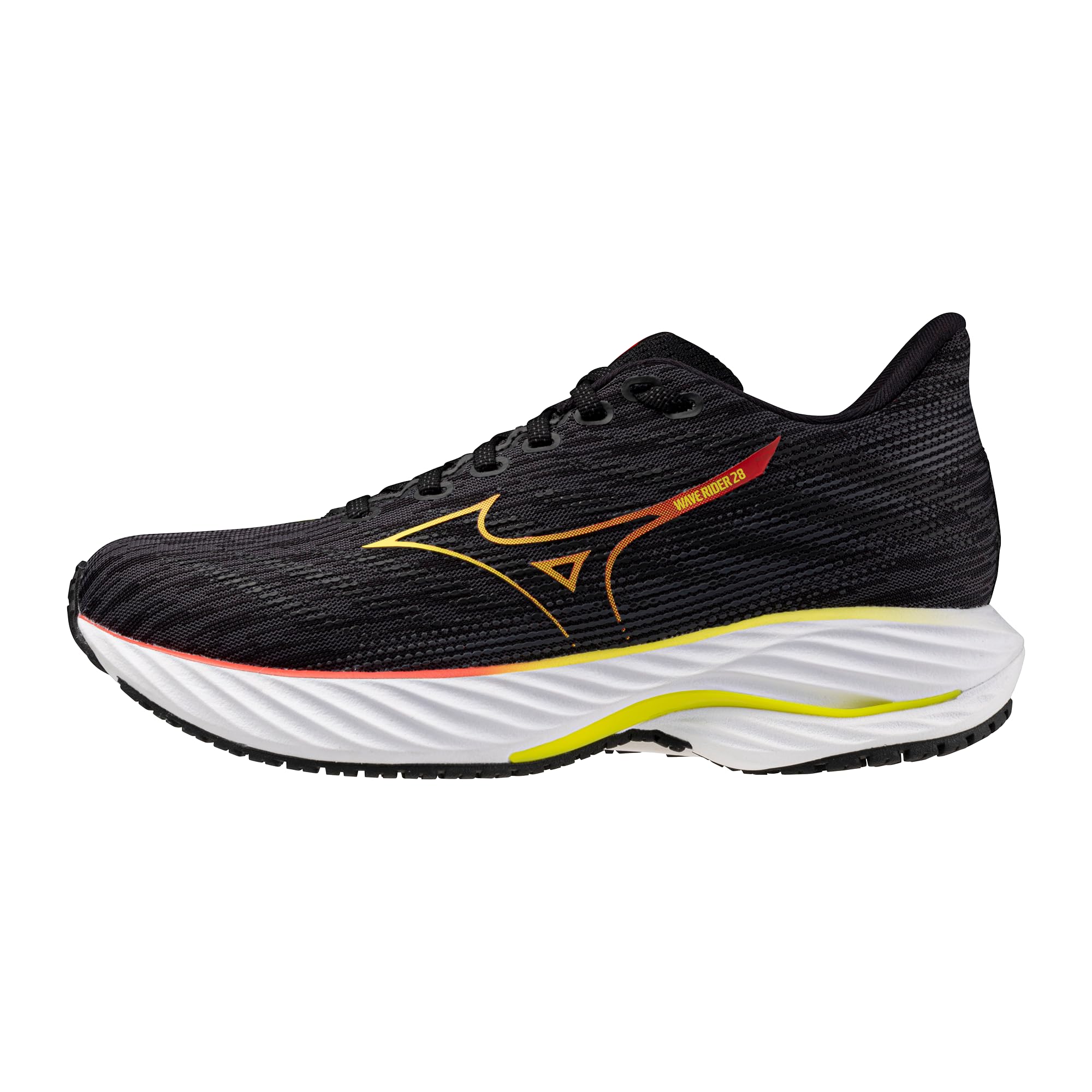 Mizuno Wave Rider 28 - Tenis de Correr para Mujer, Black-Evening Primrose, 37 EU
