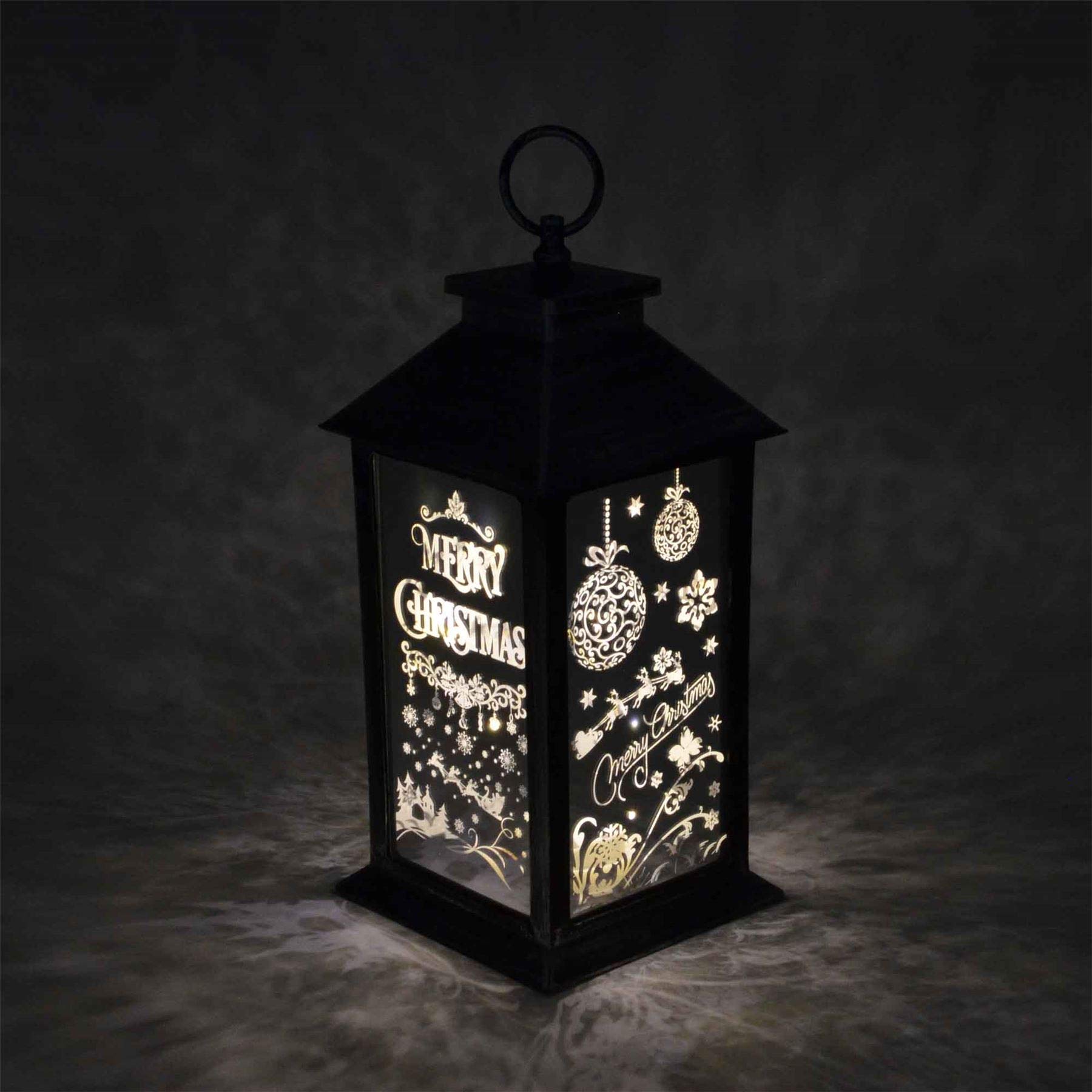 Lights Up LED Christmas Lantern Rustic Silver PVC Warm White Xmas Home Decorations Gifts - Image 3