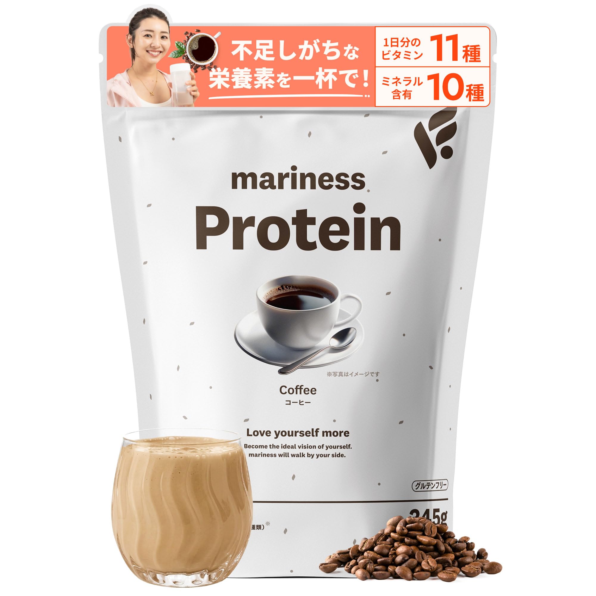 Amazon | mariness マリネス プロテイン 約15回分 コーヒー ソイ 