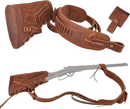 Miniatura 2 de Eslinga de rifle de cuero sin taladro con culata de pistola para acción de palanca .30-30 .30-06 .308 .357 .45-70 .22LR