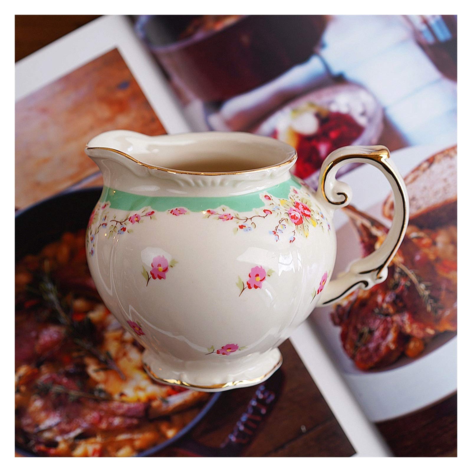 Pichet à café en céramique, pichet à Sauce, pichet à Lait pour Style français, pichet à Sauce d'embellissement à Motif de Fleur de Rose