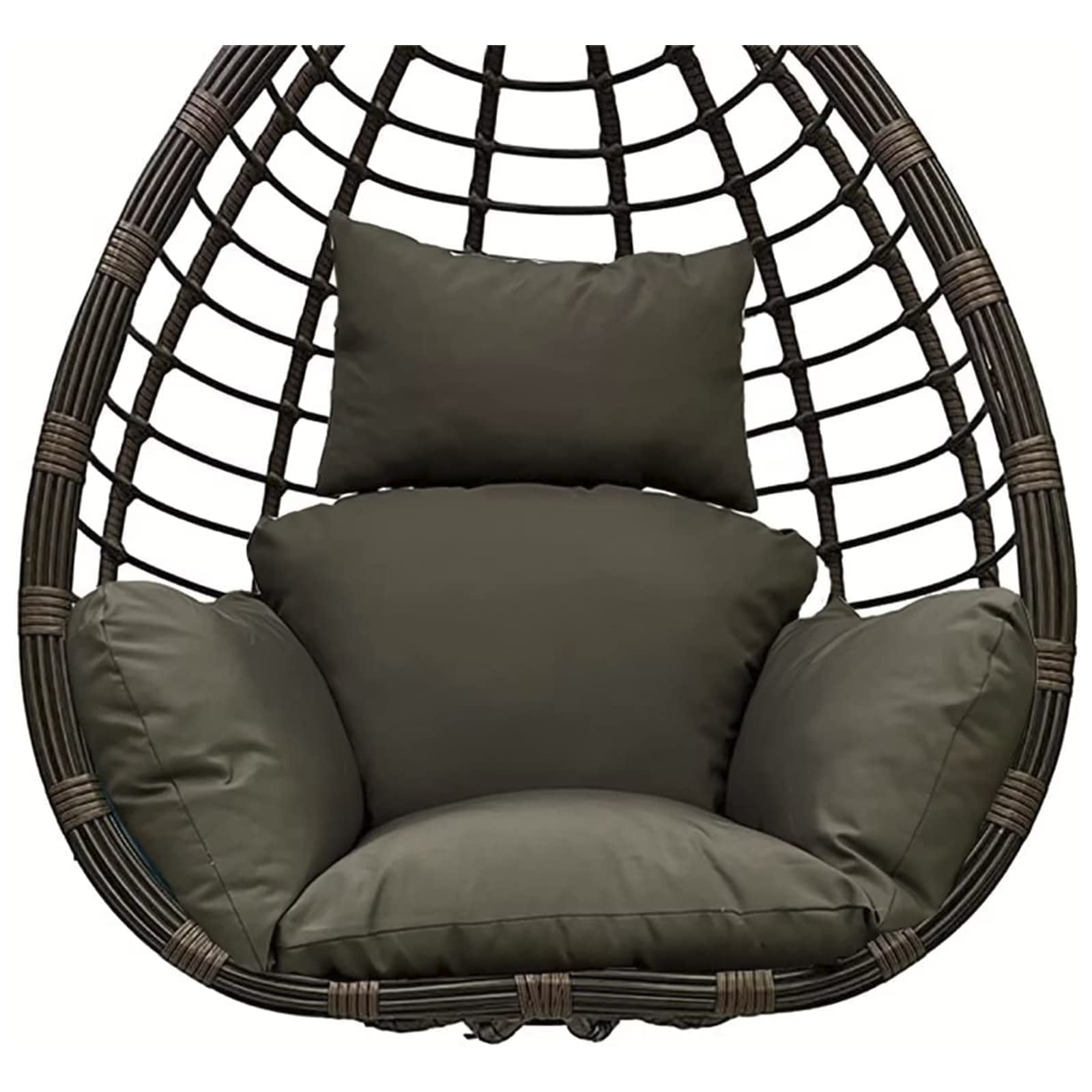 PJDDP Waterproof Egg Chair Cushion Replacement, Foldable Egg Swing Chair Cushion, Thicken Hanging Basket Chair Cushions, Washable Basket Swing Chair Cushion with Headrest,Dark Grey